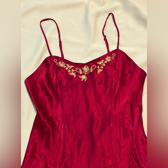 Vintage Victoria’s Secret 100% Silk Golden Embroidered Mini Slip Dress - S - Picture 2 of 11